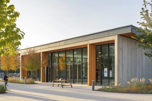 Vue conceptuelle de bétons bas carbone intégrés à des structures intelligentes, optimisées pour réduire l’empreinte environnementale urbaine