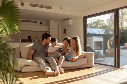 Schéma explicatif montrant les principaux leviers de la transition énergétique appliquée à une maison individuelle moderne