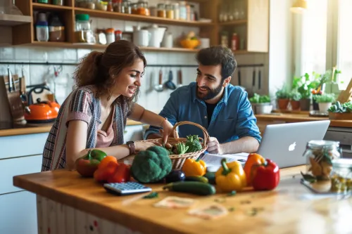 Consommateur choisissant des produits bio et locaux sur un marché afin de mieux comprendre et intégrer les enjeux d’une alimentation responsable