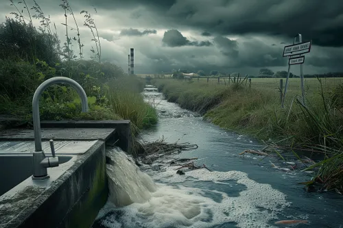 Représentation des différentes étapes de traitement des eaux usées domestiques et urbaines et de leurs impacts environnementaux