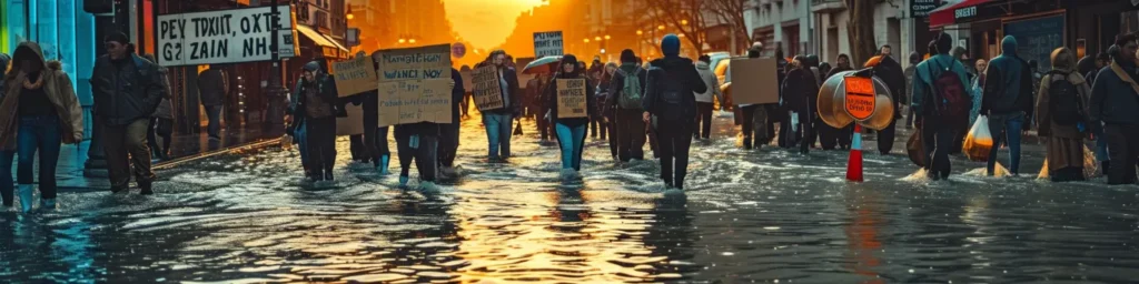 Manifestation pour la justice climatique réclamant des financements immédiats des pertes et dommages pour les pays vulnérables