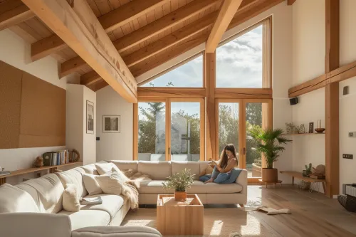Maison économe en énergie utilisant des matériaux biosourcés et une isolation avancée pour un confort thermique durable
