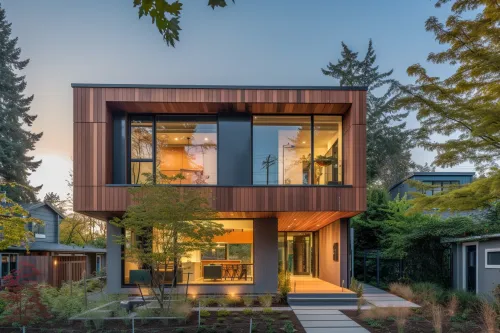 Matériaux éco-innovants intégrés à une architecture moderne illustrant la conception de bâtiments bas carbone durables