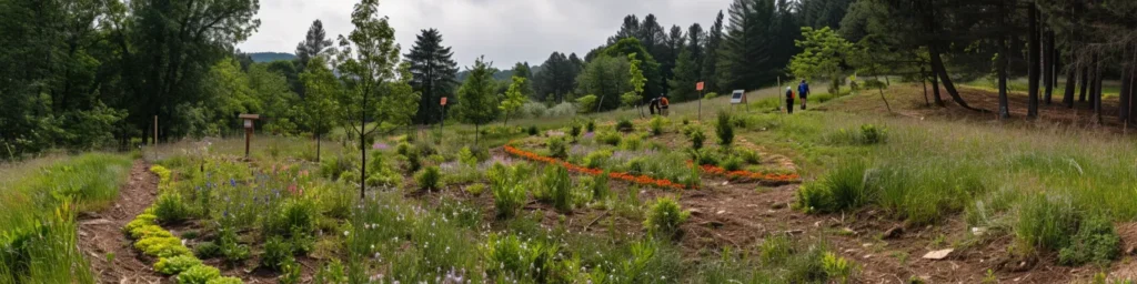 Reforestation moderne en forêt européenne, plantation d’essences locales variées favorisant faune, flore et sols